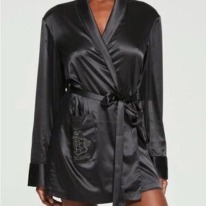 Skims Black Satin Robe
